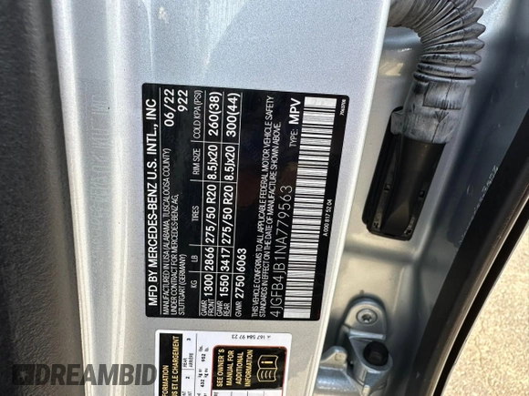 2022 Mercedes-Benz GLE 350 z VIN 4JGFB4JB1NA779563, wystawiony jako Copart lot #57025975 z przebiegiem 76 276 mil mil oraz Czysty tytuł • Clean title. Historia ofert i sprzedaży dostępna na DreamBid. Obrazek 10.