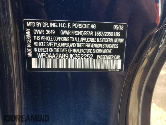 2018 Porsche 718 Cayman z VIN WP0AA2A89JK262252, wystawiony jako Copart lot #67403244 z przebiegiem 15 531 mil mil oraz Szkoda całkowita • Salvage title. Historia ofert i sprzedaży dostępna na DreamBid. Obrazek 13.
