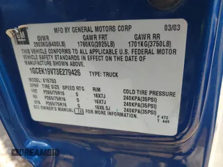 2003 Chevrolet Silverado 1500 LS with VIN 1GCEK19V73E279426, listed as a IAAI auction lot 41712046 with 205,553 mi miles. Bid and sale history available at carsss.com. Image 9.