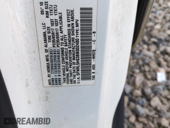 2011 Honda Odyssey EX-L with VIN 5FNRL5H63BB002480, listed as a Copart auction lot 84211304 with 160,316 mi miles and Salvage Title. Bid and sale history available at carsss.com. Image 13.