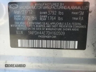 2013 Hyundai Elantra GLS z VIN 5NPDH4AE7DH160509, wystawiony jako Copart lot #55120015 z przebiegiem 211 228 mil mil oraz Tytuł czysty. Historia ofert i sprzedaży dostępna na DreamBid. Obrazek 12.