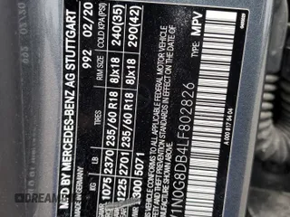 2020 Mercedes-Benz GLC 300 with VIN W1N0G8DB4LF802826, listed as a Copart auction lot 66197315 with 59,211 mi miles and Salvage title. Bid and sale history available at DreamBid. Image 13.