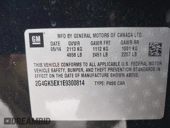 2014 Buick Regal z VIN 2G4GK5EX1E9300814, wystawiony jako IAAI lot #41956518 z przebiegiem 132 013 mil mil oraz . Historia ofert i sprzedaży dostępna na DreamBid. Obrazek 9.