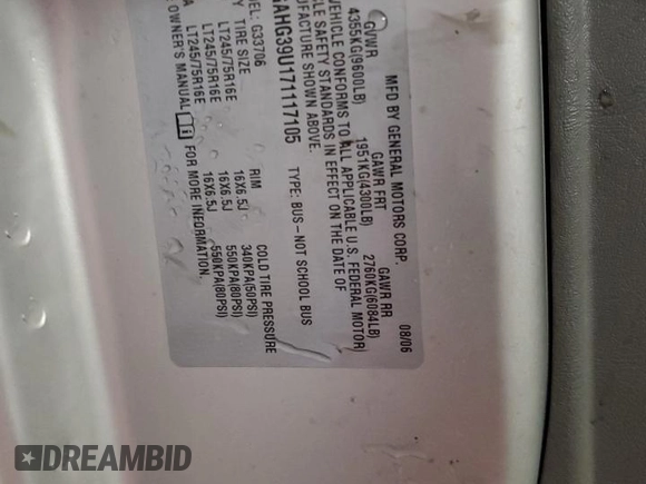 2007 Chevrolet Express Passenger with VIN 1GAHG39U171117105, listed as a Copart auction lot 56726265 with 264,871 mi miles and Clean title. Bid and sale history available at DreamBid. Image 13.