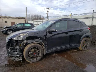 2021 Hyundai Kona Night Edition with VIN KM8K6CA52MU698334, listed as a Copart auction lot 46312635 with 56,870 mi miles and Salvage Title. Bid and sale history available at carsss.com. Image 1.