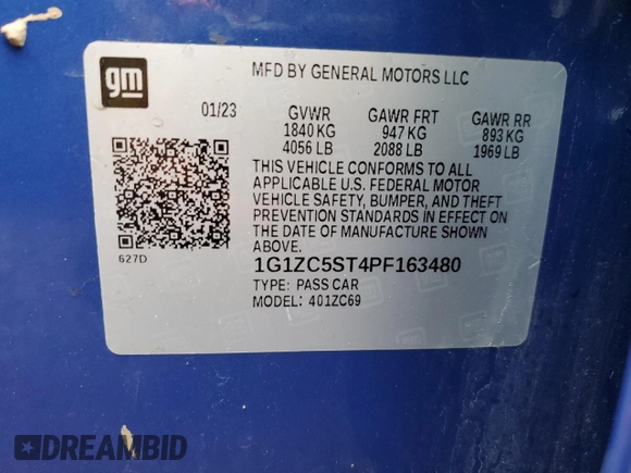 2023 Chevrolet Malibu LS with VIN 1G1ZC5ST4PF163480, listed as a Copart auction lot 47646005 with 59,181 mi miles and Salvage Title. Bid and sale history available at DreamBid. Image 13.