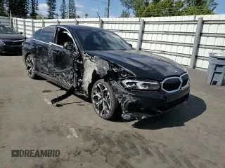 2025 BMW 3 Series 330i with VIN 3MW69CW05S8F12058, listed as a Copart auction lot 88821005 with 2,733 mi miles and Salvage Title. Bid and sale history available at carsss.com. Image 10.