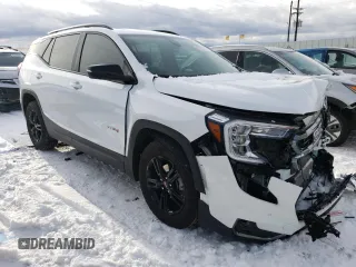 2024 GMC Terrain AT4 with VIN 3GKALYEG7RL289477, listed as a Copart auction lot 87857225 with 7,718 mi miles and Salvage Title. Bid and sale history available at DreamBid. Image 4.