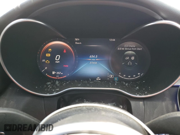 2020 Mercedes-Benz C 300 with VIN WDDWF8EB2LR551876, listed as a Copart auction lot 77541054 with 37,656 mi miles and Salvage Title. Bid and sale history available at DreamBid. Image 9.