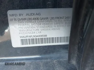 2016 Audi A4 Premium Plus with VIN WAUFFAFL9GA006588, listed as a IAAI auction lot 41903839 with 89,542 mi miles. Bid and sale history available at carsss.com. Image 9.