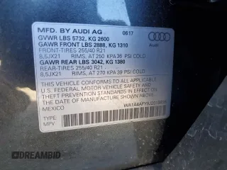 2018 Audi SQ5 Premium Plus with VIN WA1A4AFY9J2019836, listed as a Copart auction lot 73639304 with 59,283 mi miles and Salvage Title. Bid and sale history available at DreamBid. Image 13.