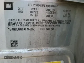 2010 Buick LaCrosse CXL с VIN 1G4GC5GG6AF160965, выставлен на аукционе Copart как лот 53697175 с пробегом 181 846 миль миль и Списание • Salvage title. История ставок и продаж доступна на DreamBid. Изображение 14.