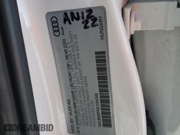 2016 Audi A3 2.0T Premium with VIN WAUB8GFF0G1034348, listed as a Copart auction lot 43964935 with 79,518 mi miles and Salvage Title. Bid and sale history available at carsss.com. Image 13.