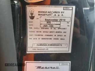 2011 Maserati GranTurismo with VIN ZAM45GLA9B0055576, listed as a Copart auction lot 75262584 with Not provided miles and Non repairable. Bid and sale history available at DreamBid. Image 13.