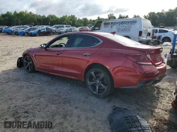 2020 Genesis G70 2.0T with VIN KMTG44LA6LU045375, listed as a Copart auction lot 59291075 with 56,810 mi miles and Non repairable. Bid and sale history available at DreamBid. Image 2.