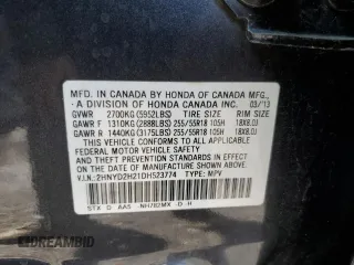 2013 Acura MDX with VIN 2HNYD2H21DH523774, listed as a Copart auction lot 48335355 with 103,877 mi miles and Salvage Title. Bid and sale history available at carsss.com. Image 13.