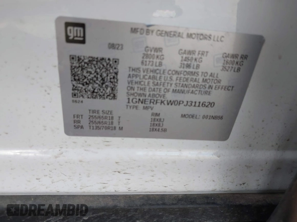 2023 Chevrolet Traverse LS with VIN 1GNERFKW0PJ311620, listed as a IAAI auction lot 41858376 with 27,536 mi miles and . Bid and sale history available at DreamBid. Image 9.