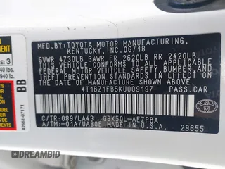 2019 Toyota Avalon XLE z VIN 4T1BZ1FB5KU009197, wystawiony jako IAAI lot #40331217 z przebiegiem 35 927 mil mil oraz . Historia ofert i sprzedaży dostępna na DreamBid. Obrazek 9.
