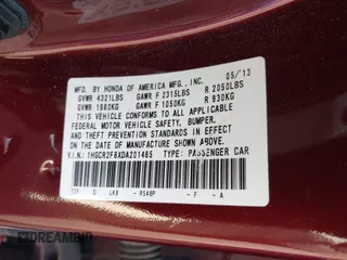 2013 Honda Accord Sdn EX-L with VIN 1HGCR2F8XDA201465, listed as a IAAI auction lot 41902675 with 135,486 mi miles. Bid and sale history available at carsss.com. Image 9.