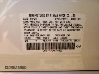 2021 Infiniti Q50 Sensory with VIN JN1EV7CP2MM701522, listed as a Copart auction lot 48612605 with 103,461 mi miles and Salvage title. Bid and sale history available at DreamBid. Image 15.