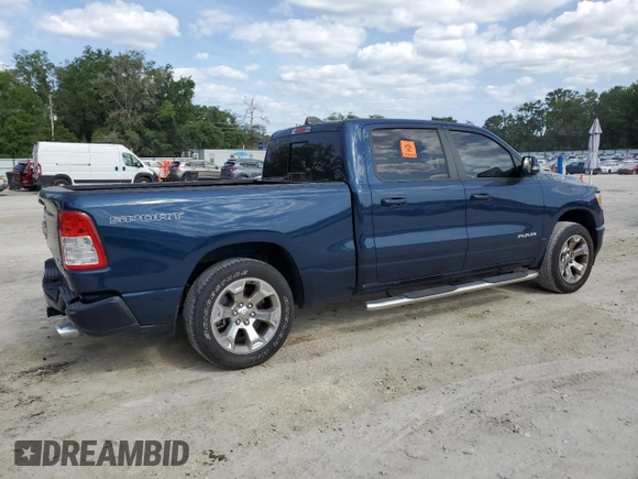 2021 Ram 1500 Big Horn with VIN 1C6SRFMT0MN725619, listed as a Copart auction lot 54238395 with 32,486 mi miles and Non repairable. Bid and sale history available at DreamBid. Image 3.