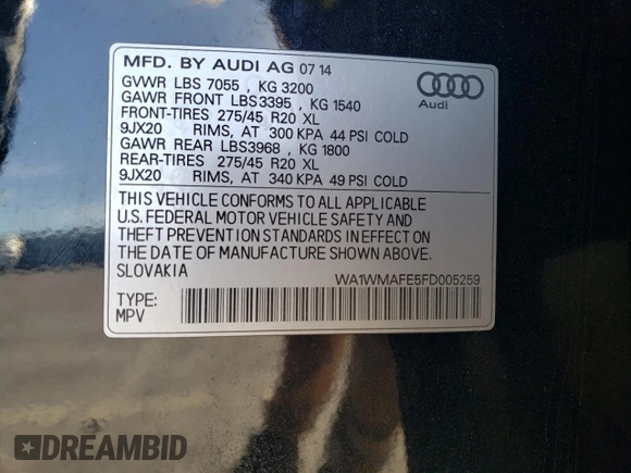 2015 Audi Q7 3.0L TDI Prestige with VIN WA1WMAFE5FD005259, listed as a Copart auction lot 79310844 with 90,984 mi miles and Salvage Title. Bid and sale history available at carsss.com. Image 16.
