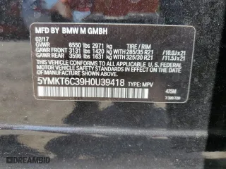 2017 BMW X5 M with VIN 5YMKT6C39H0U39418, listed as a Copart auction lot 51477644 with 93,127 mi miles. Bid and sale history available at carsss.com. Image 13.