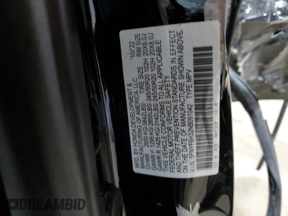 2022 Honda Pilot Sport with VIN 5FNYF6H32NB091042, listed as a Copart auction lot 42543685 with Not provided miles and Salvage title. Bid and sale history available at DreamBid. Image 14.