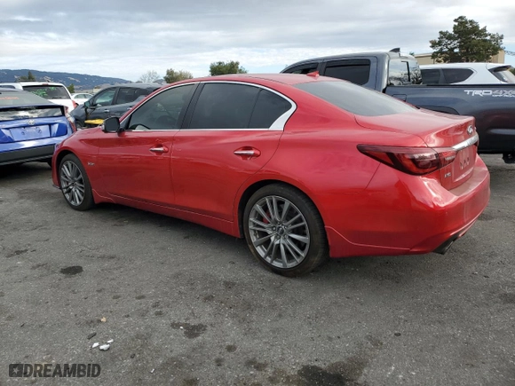 2018 Infiniti Q50 RED SPORT 400 with VIN JN1FV7AR6JM481502, listed as a Copart auction lot 79382084 with 74,095 mi miles and Salvage Title. Bid and sale history available at carsss.com. Image 2.