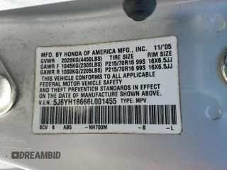 2006 Honda Element EX with VIN 5J6YH18666L001455, listed as a Copart auction lot 47967465 with 218,149 mi miles and Salvage Title. Bid and sale history available at DreamBid. Image 15.