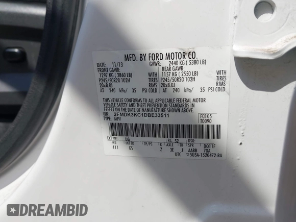 2013 Ford Edge Limited с VIN 2FMDK3KC1DBE33511, выставлен на аукционе IAAI как лот 42123521 с пробегом 178 144 миль миль и . История ставок и продаж доступна на DreamBid. Изображение 9.