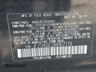2010 Subaru Forester X Limited with VIN JF2SH6DC2AH907779, listed as a IAAI auction lot 42184155 with 134,326 mi miles and . Bid and sale history available at DreamBid. Image 9.