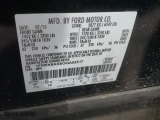 2016 Ford Utility Police Interceptor with VIN 1FM5K8AR8GGA52517, listed as a Copart auction lot 50592965 with 106,449 mi miles and Salvage Title. Bid and sale history available at carsss.com. Image 15.