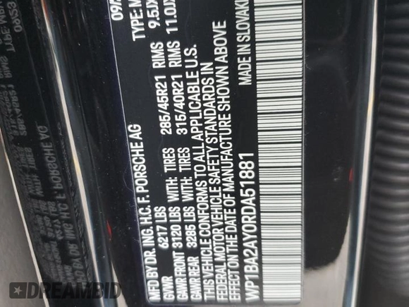 2024 Porsche Cayenne with VIN WP1BA2AY0RDA51881, listed as a Copart auction lot 76013834 with 10,143 mi miles and Salvage title. Bid and sale history available at DreamBid. Image 14.