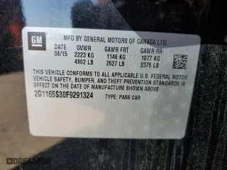 2015 Chevrolet Impala LTZ with VIN 2G1165S30F9291324, listed as a Copart auction lot 53556635 with 115,340 mi miles and Salvage Title. Bid and sale history available at carsss.com. Image 13.