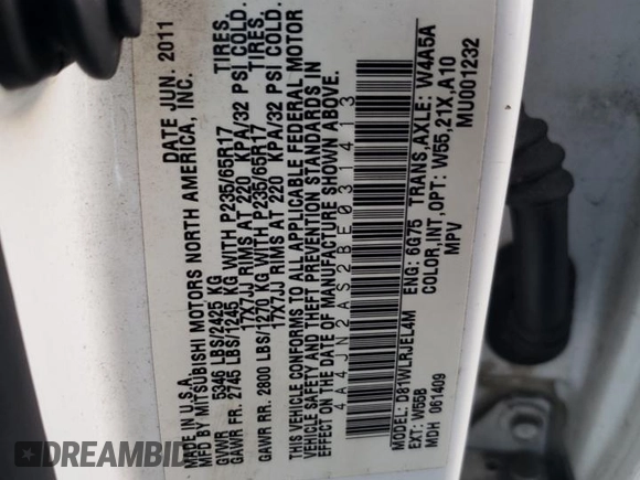 2011 Mitsubishi Endeavor LS with VIN 4A4JN2AS2BE031413, listed as a Copart auction lot 79132294 with 185,151 mi miles and Salvage Title. Bid and sale history available at carsss.com. Image 13.