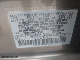 2015 Nissan Sentra S with VIN 3N1AB7APXFY257607, listed as a IAAI auction lot 42092433 with 90,157 mi miles. Bid and sale history available at carsss.com. Image 9.