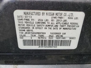 2014 Infiniti Q50 Premium with VIN JN1BV7AR4EM687969, listed as a Copart auction lot 55924805 with 174,625 mi miles and Salvage Title. Bid and sale history available at DreamBid. Image 12.