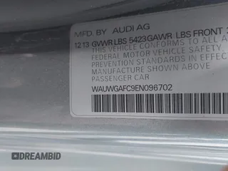 2014 Audi A7 Premium Plus z VIN WAUWGAFC9EN096702, wystawiony jako IAAI lot #41202201 z przebiegiem 103 893 mil mil oraz . Historia ofert i sprzedaży dostępna na DreamBid. Obrazek 9.