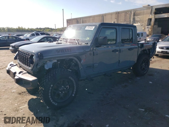 2024 Jeep Gladiator Sport z VIN 1C6HJTAG0RL117318, wystawiony jako Copart lot #67834434 z przebiegiem 2 331 mil mil oraz Szkoda całkowita • Salvage title. Historia ofert i sprzedaży dostępna na DreamBid. Obrazek 1.