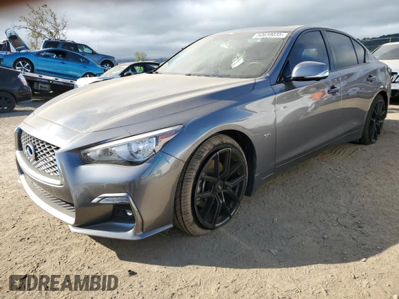 2019 Infiniti Q50 Luxe z VIN JN1EV7AP0KM542273, wystawiony jako Copart lot #50639035 z przebiegiem 44 001 mil mil oraz Szkoda całkowita • Salvage title. Historia ofert i sprzedaży dostępna na DreamBid. Obrazek 1.