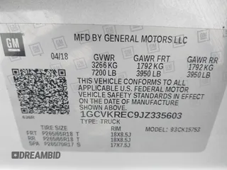 2018 Chevrolet Silverado 1500 LT with VIN 1GCVKREC9JZ335603, listed as a IAAI auction lot 41853399 with 152,460 mi miles and . Bid and sale history available at DreamBid. Image 9.