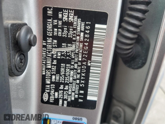 2014 Kia Sorento EX with VIN 5XYKUDA72EG428461, listed as a Copart auction lot 61653365 with 162,425 mi miles and Clean title. Bid and sale history available at DreamBid. Image 13.
