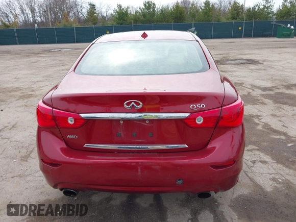 2014 Infiniti Q50 Sport with VIN JN1BV7AR4EM702549, listed as a IAAI auction lot 41803344 with 197,187 mi miles and . Bid and sale history available at carsss.com. Image 16.