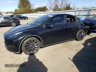 2022 Tesla Model Y Performance with VIN 7SAYGDEFXNF563443, listed as a Copart auction lot 46156255 with 54,567 mi miles and Salvage Title. Bid and sale history available at DreamBid. Image 1.