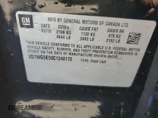 2012 Chevrolet Impala LT Fleet with VIN 2G1WG5E30C1240172, listed as a Copart auction lot 41673295 with 282,503 mi miles and Non Repairable. Bid and sale history available at DreamBid. Image 13.
