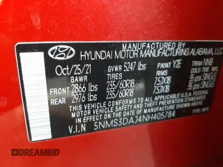 2022 Hyundai Santa Fe SEL with VIN 5NMS3DAJ4NH405784, listed as a Copart auction lot 70556772 with 11,638 mi miles. Bid and sale history available at carsss.com. Image 13.