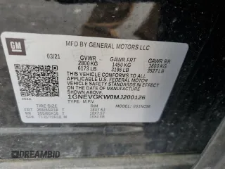 2021 Chevrolet Traverse LT Cloth z VIN 1GNEVGKW0MJ200126, wystawiony jako Copart lot #57450295 z przebiegiem 44 336 mil mil oraz Szkoda całkowita • Salvage title. Historia ofert i sprzedaży dostępna na DreamBid. Obrazek 13.