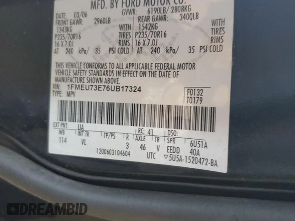 2006 Ford Explorer XLT with VIN 1FMEU73E76UB17324, listed as a Copart auction lot 51211425 with 134,251 mi miles and Salvage Title. Bid and sale history available at carsss.com. Image 13.