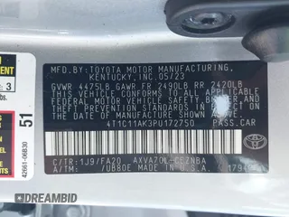 2023 Toyota Camry LE z VIN 4T1C11AK3PU172750, wystawiony jako IAAI lot #42338023 z przebiegiem 33 727 mil mil oraz . Historia ofert i sprzedaży dostępna na DreamBid. Obrazek 9.